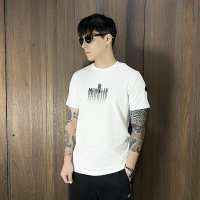 美國百分百【全新真品】MONCLER 短袖 棉質 休閒 T恤 上衣 logo 圖標 T-shirt 短T 白色 DA14