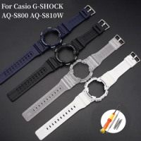 Watch Strap Bezel Suitable for Casio G-SHOCK AQ-S800 AQ-S810W Men's Rubber Waterproof Sports AQS810 Watch Case and Bracelet