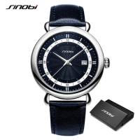 Sinobi Top Brand Luxury Men's Leather Watches Business Quartz Wristwatches Calender Male Sports Waterproof Clock montre homme