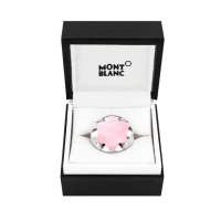 【MONTBLANC 萬寶龍】粉紅色六角星造型墜飾寬版純銀戒指(52號)