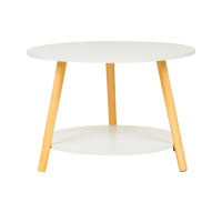 【樂嫚妮】北歐風雙層圓形茶几桌-60cm 桌子 和室桌(矮桌 圓桌 高腳邊桌)