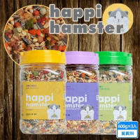 (3罐組)happi hamster 亮麗毛髮 健康免疫 健康樂活 配方 600g罐裝 倉鼠專用飼料 鼠主食  鼠飼料