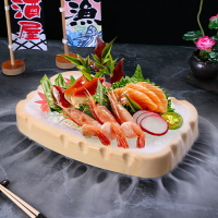 三文魚冰盤冰碟仿木異型密胺盤子魚生冰板刺身盤壽司盤海鮮盤商用