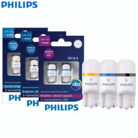 Philips LED T10 W5W X-treme Ultinon Signals 4000K 6000K 8000K Car LED Lamps Bright Interior Dash Light Reading Doors Bulbs, Pair