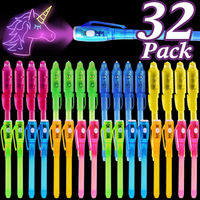 32 Pack 2 Style Invisible Ink Pen with UV Black Light Easter Basket Stuffers Secret Spy Pens Magic D