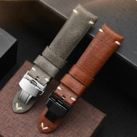 New High Quality Vintage Cowhide Leather Watch Strap for Omega Hamilton Citizen Tudor Watchband Bracelet Gray Brown 20mm 22mm