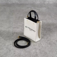Givenchy Tas GIVENCHY TEXT BLACK IVORY WHITE CANVAS MINI TOTE BAG WITH LS 100% ORIGINAL