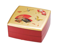 【領券滿額折100】 日本製 MIYABI 吉祥如意 寶扇 二段重 漆器 果盒 便當盒
