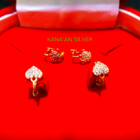 Anting jepit fashion anak, remaja, dewasa warna rose gold model love mata putih full 1,4gram lapisan