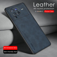 Sheepskin Leather Phone Cover For vivo X80 Pro Case X80Pro x 80 6.78 inches Soft TPU Frame Camera Protect Fundas vivox80 Pro