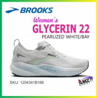 NEW BROOKS WOMEN'S GLYCERIN 22 (120434 1B 166) KASUT LARI (PUTIH BERKILAU/KEHITAMAN) Kasut lari wani