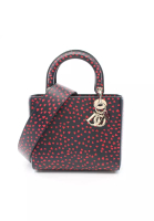 Christian Dior 二奢 Pre-loved Christian Dior lady dior Handbag heart leather Navy Red 2WAY