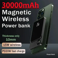 30000mAh Power Bank 20W Fast Charging Magnetic Qi Wireless For Iphone 14 13 12 11 Samsung Xiaomi Huawei Mini Powerbank 2024 New