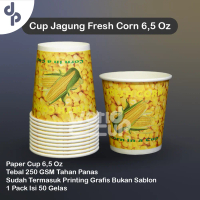 Gelas Paper Cup 6,5 Oz Jagung Motif Fresh Fruit Jasuke Tebal 250 GSM isi 50