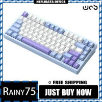 Wob Rainy75 Aluminum Alloy Mechanical Keyboard Tri Mode Bluetooth Wireless Hot Swap Gasket Rgb Gaming Keyboard Man Woman Gifts