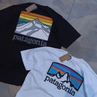 T-Shirt Kaos PATAGONIA MOUNTAIN BOX LOGO Casual Outdoor Katun Combed 24s Premium Kain Dasar Polos De