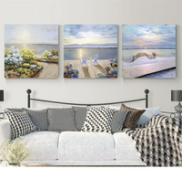 壁畫 北歐客廳裝飾畫沙發背景墻掛畫現代簡約餐廳壁畫墻畫風景三聯畫 夢藝家