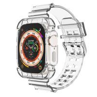 Transparent Integrated Case Strap for Apple Watch Band Series 7 8 9 SE 6 44mm 40mm 45mm 41mm Correa Bracelet Iwatch Ultra 2 49mm