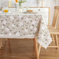 ผ้าคลุมโต๊ะกาแฟผ้าปูโต๊ะลูกไม้ลายดอกแดนดิไลอันฝ้ายโพลีเอสเตอร์สีขาวสไตล์อเมริกันผ้าปูโต๊ะผ้าปูโต๊ะ