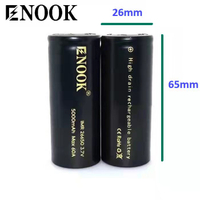 Authentic 2 PC Enook Battery 26650 5000mAh 60A Black Rechargeable Battery 3.7v Lithium Battery