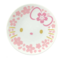 【小禮堂】HELLO KITTY 日本製 迷你陶瓷圓盤 醬料盤 小菜盤 小碟 YAMAKA陶瓷 《粉金 櫻花臉》 凱蒂貓