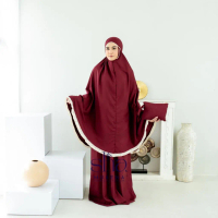KHALIF - Mukena Dewasa Traveling 2in1 Katun Mikro Premium Renda Rajut Cantik Nabil Series Atasan