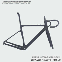 New Arrival 700*47C Full Carbon Bike Gravel Frame Carbon Bicycle Cyclocross Frame Road Bike Gravel Frame with Handlebar