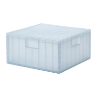PANSARTAX 附蓋收納盒, 透明 灰藍色, 33x33x16.5 公分