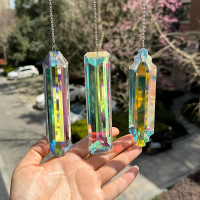3PCS 5" Large Crystal Sun Catcher Prisms Hanging Suncatchers with Glass Prism Rainbow Maker for Room