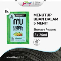 NYU Henna Shampoo Hair Colour Pewarna Rambut - Natural Black - Isi 8