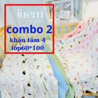 Mua ngay kẻo hết iuem COMBO 2 khăn tắm 4 lớp xô muslin 60*100cm dành cho bé từ sơ sinh