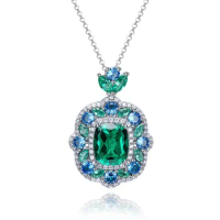 S925 Silver Necklace Secret Garden 9 * 11 Green Tourmaline Neckchain Jewelry