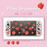 Kawaii Strawberry Funda Nintendo Switch OLED Cover Case Dockable Protective TPU Shell For Nintendo Switch Controller Joy-Con