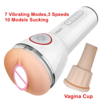 Leten Automatic Male Masturbation Cup Double Airbag Clip Sucking Vibrating Realistic Vagina Blowjob Stroker Sex Toys for Men 18+