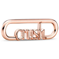 Original Rose Gold Styling Word Link Crush Beads Fit 925 Sterling Silver Me Charm Europe Bracelet Bangle Diy Jewelry