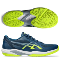 【asics 亞瑟士】SOLUTION SWIFT FF 2 男款 網球鞋(1041A466-400 綠 黃 美網配色 上網型球員設計鞋款)