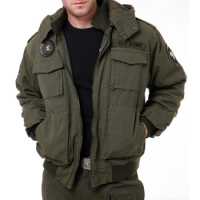 Outdoor Military Multi-pocket Flight Jacket Army Fan Padded Jacket Cotton Men's Hooded Short Jacket Winter Coat Men