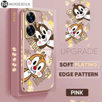 เคสสำหรับ Realme C55 เคส realme c55Free เชือกเส้นเล็ก + ชิปการ์ตูนน่ารักและ Del Disny ลายขอบสี่เหลี่