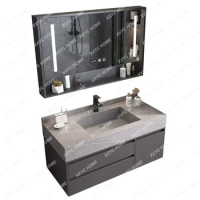 Bathroom Stone Plate Bathroom Cabinet Combination Modern Simple Hand Washing Washbasin Washstand Integrated Mirror Cabinet Set