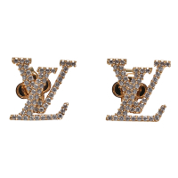 LV M00609 經典ICONIC系列萊恩石鑲飾LV造型穿式耳環(金)