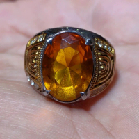 Cincin Batu Yellow Citrine Cutting Diamond Ring Titanium