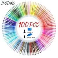 100 Colors Dual Tip Brush Pen Fineliner Tip and Brush Tip Markers Pens for Painting Drawing Coloring Art Supplies Stationery