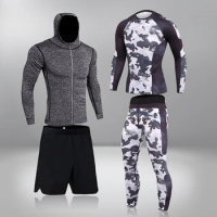 Tracksuit Men Sweat Suit High Quality Men's Sets Mens Clothes Quick Dry Compression TShirt Pants Brand Men Sport Suits Rashguard