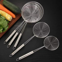 Household Stainless Steel Hot Pot Strainer Kitchen Frying Strainer Noodle Strainer Mesh Kitchen Gadg