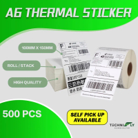Pelekat Termal A6 500PCS Gulungan/Tindanan 100*150mm Pelekat Termal Kod Bar Nota Penghantaran Berkua