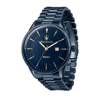 MASERATI 瑪莎拉蒂 經典藍三眼計時矽膠錶帶腕錶45mm(R8871640004)
