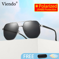 Viendo Frame Kacamata Hitam Polarized Pria Cowok Wanita Keran Retro Elastik TR90 Besi Aviator Anti S