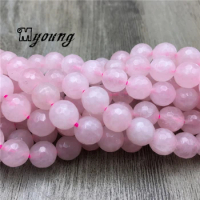 Faceted Natural Rose Crystal Quartz Loose Beads For DIY Jewelry Making MY2071