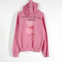 Hoodie ADLV FUZZY BEAR TEXT LONELY PINK HOODIE 100% ORIGINAL Size 1
