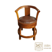 【吉迪市柚木家具】柚木全牛皮旋轉造型椅 RPCH022SL(皮革 穩固 椅子 高腳凳 椅凳 餐椅 餐廳)
